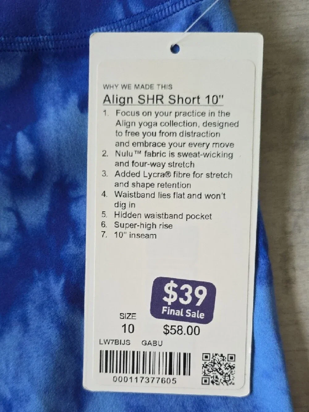 Lululemon Align Blue Tie-Dye Women’s Bike Shorts - Picture 4 of 10